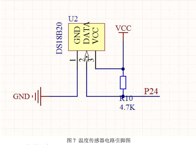 溫度傳感器(DS18B20)電路引腳圖